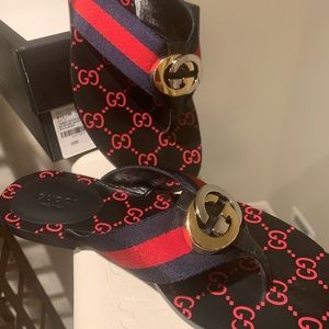 Authentic new red/blue Gucci slides